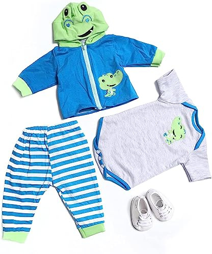 ZIYIUI Vestiti per Bambole per New Born Baby Doll, Cotone con Cappello per 18 -22 Carino Vestiti Bambolotti (45-55 cm) (Rana verde)