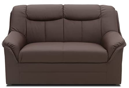 DOMO. collection Sofa Berlin, Leder, klassisches 2er Sofa, Polstergarnitur mit weichem Kunstleder und hochwertigem Federkern, 2 Sitzer 143 x 90 x 89 cm (BxTxH), mokka braun