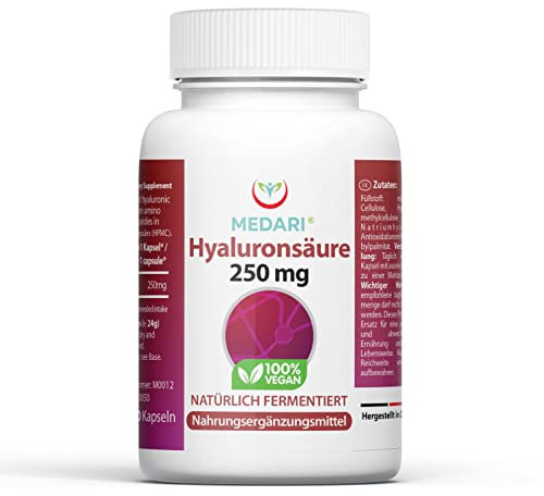 Hyaluronsäure Kapseln hochdosiert - Mit 250mg Pro Tagesdosen Premium Hyaluronsäure Kapseln enthalten keine unerwünschten Zusätze & sind zu 100% vegan.