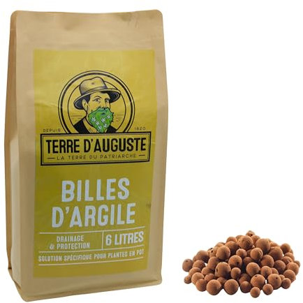 Terre d'Auguste - Billes d'argile Premium 6L - Sac Refermable - Idéal pour Plantes Vertes, Orchidées, Bonsaïs, Cactus et Plantes d'intérieur