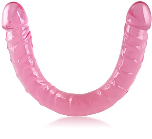 Lover Luxe Double-Ended Dildo Waterproof Jelly Double Dongs Realistic Dildo Penis Cock Anal Butt Plug Massager G-Spot Stimulation Orgasmic Adult Sex Toys for Women Men (L Pink)