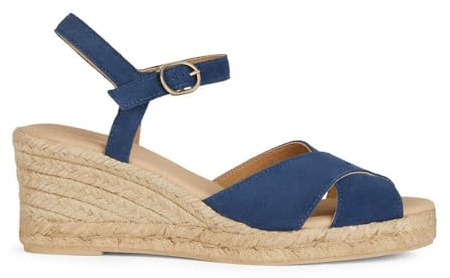 Geox Sandalo da donna D Gelsa Low C Wedge, blu navy, 39 EU, blu navy, 39 EU