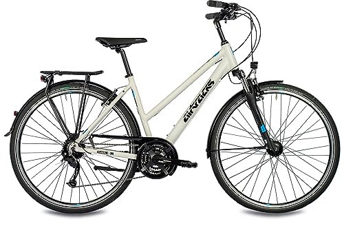 Airtracks Damen Trekking Fahrrad 28 Zoll TR.2825L Trekkingrad 24-Gang Shimano Alivio RD-M3100 SGS Shadow Kettenschaltung Weiß Matt - Rahmenhöhe 52cm (Körpergröße 170-185cm)