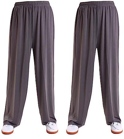Rubruan Kampfkunst Tai Chi Trainingshosen – Zwei Hosen für Kampfsport Taiji Kung Fu Wushu Yoga Unisex Damen Herren Freizeithose Weite Beine Bloomers Elastisch Erfrischend aus Viskose