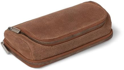 Jahn-Tasche Großes Leder Federmäppchen, Sifte-Etui, Federmappe, Federtasche, Mäppchen, Doppeltes Fach, XL aus echtem Büffel-Leder, Modell 020 - Jahn-Lederwaren (Cognac)