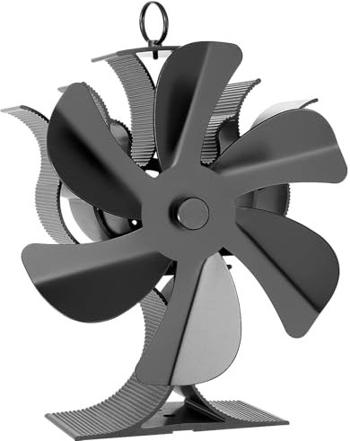 Miaton Ventilateur de poêle à bois à fonctionnement silencieux | Ventilateur de poêle à bois à 6 lames | Ventilateur de poêle à bois alimenté par la chaleur avec thermomètre pour brûleur à bûches |