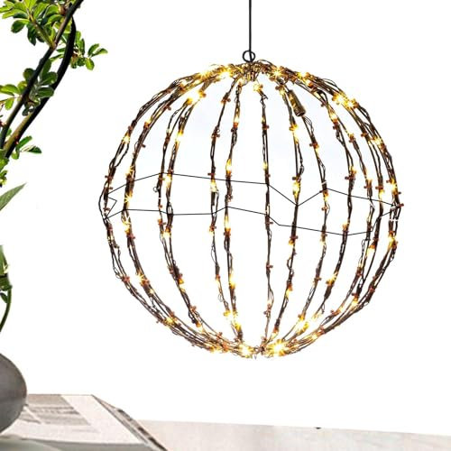 Bola de esfera iluminada de Navidad, luces plegables de bola de Navidad, luces colgantes para festivales, luces decorativas de jardín para jardín, porche, boda, patio