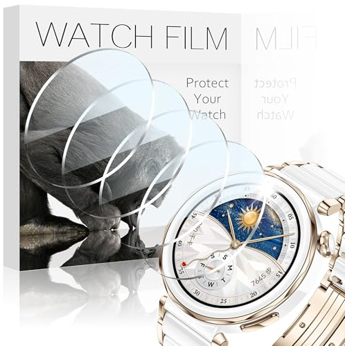 4-pack skärmskydd kompatibla med Huawei Watch GT5 Pro 42 mm, skärmskydd i härdat glas, HD 9H genomskinligt repskydd, exakt passform skyddsfolie för Huawei Watch GT5 Pro 42 mm