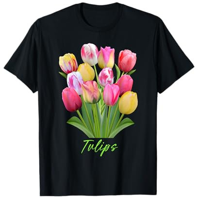 Bouquet de tulipes roses, blanches et jaunes T-Shirt