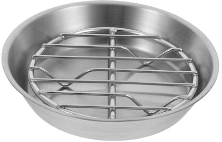 Stainless Steel Baking Tray with Rack, Round Oil Draining Pan