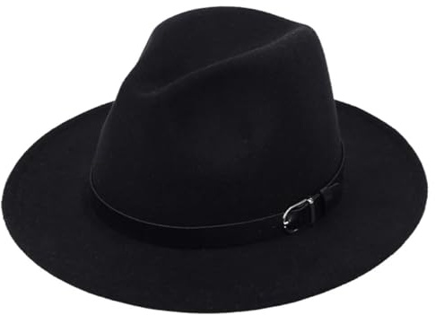 AAIXXIZAO Fedora Trilby Sombrero De Vestir Sombrero Fedora Clásico Hombre Mujer Sombreros De Fieltro Moda Jazz Hat 59-60Cm Negro