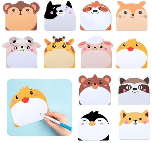 MXTIMWAN 360 Pezzi Mini Block Notes Bambini, 12 Set Di Sticky Notes Adesive, Blocchetti Memo Adesivi Animali per Ufficio, Casa e Scuola, Gadget Compleanno Bambini Regalo Festa, viaggio