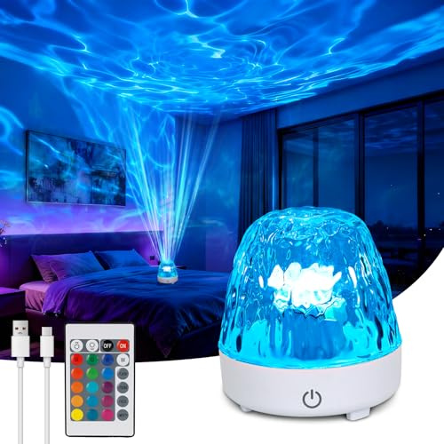 Ocean Light Galaxy Projector, Night Light with Remote Control, Dimmable, USB Rechargeable, 16 Colors Ocean Lamp Wave Projectors, Sensory Lights Northern Ceiling Projector for Bedroom Party Gaming Room