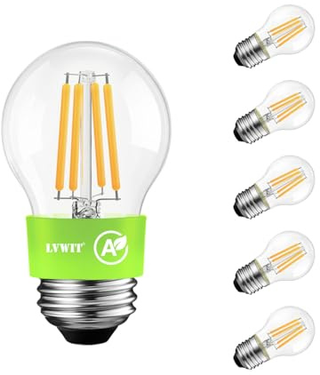 LVWIT Bombillas LED E27 Luz cálida 2700K,Bombilla LED de Filamento G45 Estilo Vintage,3,8W Equivalente a 60W,806 LM,Bombillas de filamento Clase A Ultraeficientes,Ahorro Energético,No Regulable,6U