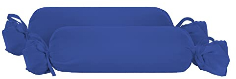 biberna Nackenrollenbezug Kissenbezug 15x40 cm, 2er Set blau | Jersey Baumwolle | Reißverschluss | weich & bügelleicht | Oeko-TEX Standard 100 | Doppelpack | Modell 0077144