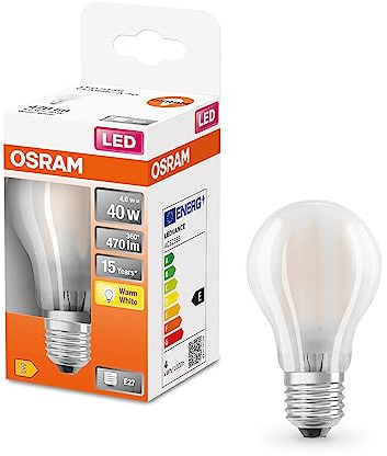 Osram LED Star Classic A40 LED Lampe für E27 Sockel, Birnenform, mattes Glas, 470 Lumen, warmweiß (2700K), Ersatz für herkömmliche 40W Glühbirnen, nicht dimmbar, 1er-Pack