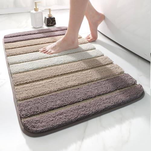 DEXI Tapis Salle de Bain Antiderapant 40 x 60 cm, Extra Doux, Lavable en Machine, Absorbant l'eau, Beige