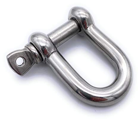 5 Stk. V4A Edelstahl Schäkel Ø 8 mm gerade kurze Form | EINGEPRÄGTE Tragfähigkeit (WLL): 625kg [Größe Wählbar 4-20 mm] (8mm)