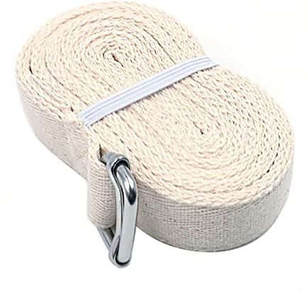 Shiwaki Cinturón de Yoga de algodón,Correa de Yoga de 8 pies/244cm para Estirar la Correa de la Correa de Yoga, Correa de Estiramiento de Yoga con Hebilla de Anillo en D Ajustable - Beige