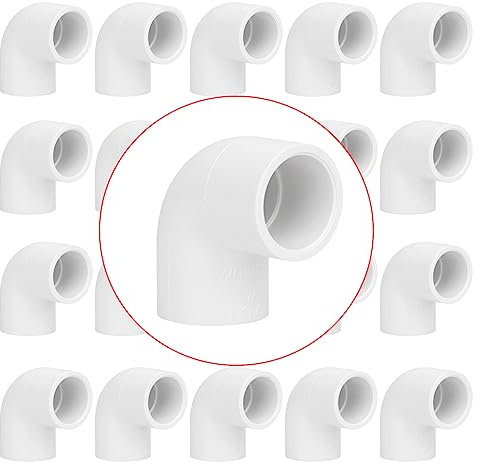 20 Stück 1,27 cm 90 Grad Winkelrohrverschraubungen 2-Wege-rechtwinkliges PVC-Rohrverschraubung, Möbelbaugrad SCH40 (Buchse x Sockel) 1,27 cm PVC-Verbindungsstücke für DIY PVC-Regal Garten