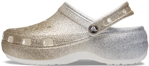 Crocs Unisex Vuxna Klassisk Plattform Clog Slides, Vitt guld, 33/34 EU