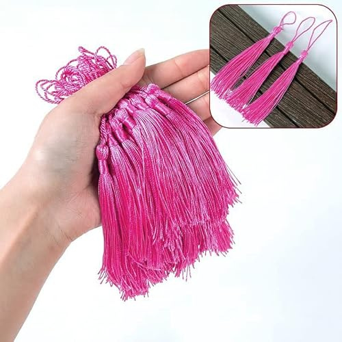100 mini nappe di seta fatte a mano, con nappe colorate, ciondolo a forma di nappa, con corda, passante per la creazione di gioielli, accessori fai da te, borse, segnalibri, souvenir, rosa
