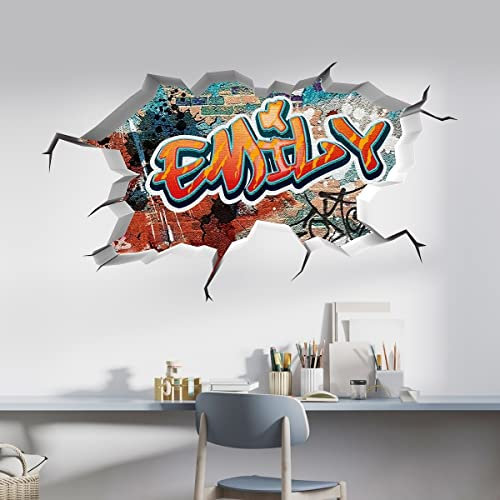 tjapalo® pkvr25 3D Wandtattoo Graffiti Name Wandaufkleber Kinderzimmer Mädchen wandtattoo Teenager Mädchen Cooles Wandtattoo Kinderzimmer Name, Größe: B50xH29cm