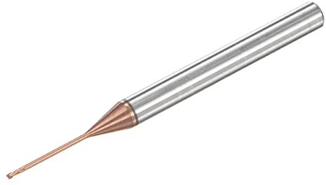 sourcing map Square Nose End Mill, 0.8mm Solid Carbide AlTiSin Coated Long Reach CNC Router Bits 2 Flutes Milling Cutter with Extended Neck, 12mm Cutting Length 4mm Shank