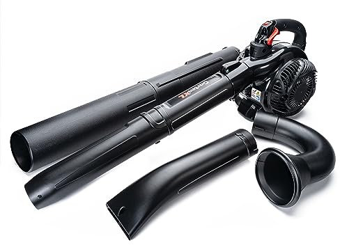 IPOTOOLS EBV260A - Soplador de hojas de gasolina 4 en 1 con trituradora y colector en saco de 40 litros, sistema antivibración, velocidad de soplado ajustable hasta 50 m/s, motor de 2 tiempos con 26