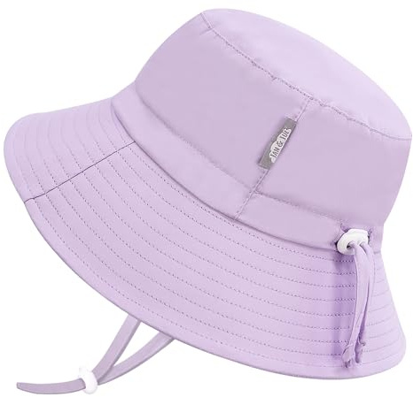 JAN & JUL 50+ UPF Kids Bucket Sun-Hat Girls, with Adjustable Strap (XL: 5-12 Years, Lavender)