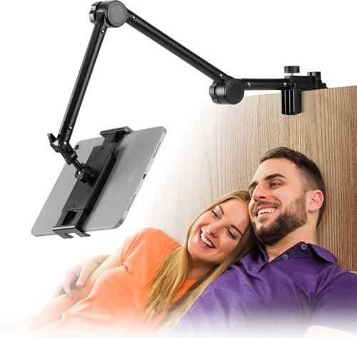 RUIFUO Tablet Halterung Bett,Tablet-Ständer für Bett,Tablet Halter Tisch,360° Drehbar Flexible Leicht und kompakt Verstellbarer Tablethalterung für 4-13 Zoll Geräten (Schwarz)