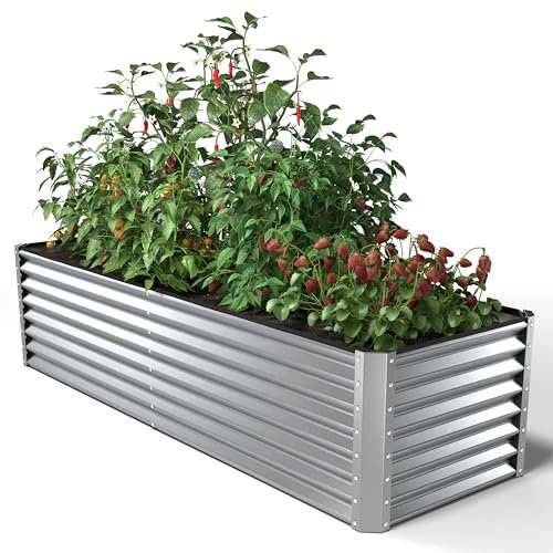 UNIGARDIA Hochbeet aus Metall 180x90x60 cm - Hochbeet-Kit für Gemüse und Kräuter - Rostfreie Hochbeete für Garten aus Premium Stahl - Min. 20 Jahre Lebensdauer - 60 cm Hoch Gemüsebeet, Silber