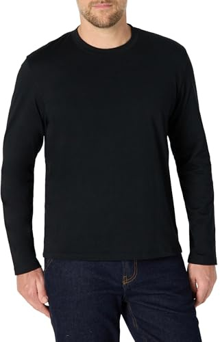 Amazon Essentials Camiseta de manga larga de ajuste relajado Hombre, Negro, L