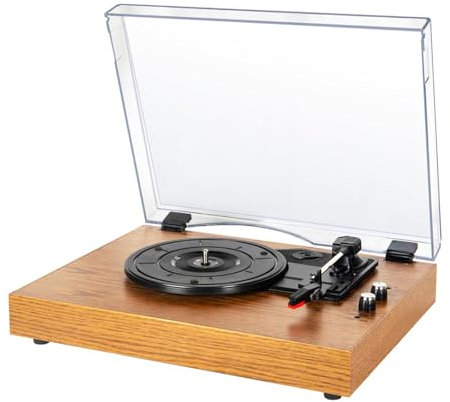 Giradischi, Fonografo vintage, Giradischi in vinile con 2 altoparlanti stereo, Giradischi classico portatile con copertura antipolvere Giradischi Bluetooth Giradischi a valigia Bluetooth a 3 velocità