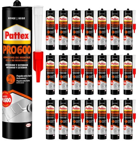 Montagekleber PRO 600 Beige – Extra starker Baukleber für schwere Materialien - 60 kg/m² Haftkraft - Innen & Außen - elastisch & wetterfest (24 x 300ml)