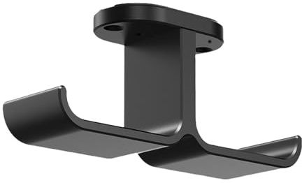 Montesy Doppio supporto per cuffie da appendere sotto la scrivania, con gancio, per ufficio e casa, staffa in metallo salvaspazio nera