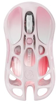 GravaStar Mercury M1 Pro Wireless Gaming Mouse, Lightweight Magnesium Alloy, 26,000 DPI, PAW3395DM Sensor, 5 Programmable Buttons, Support Wired/2.4GHz/BT, Up to 200 Hours Battery Life (Gradient Pink)