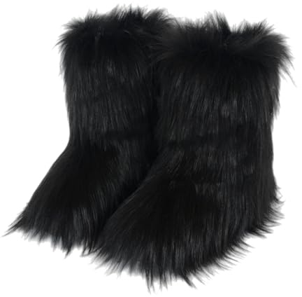 ENEN Botte en Fausse Fourrure pour Femmes 36-46, Bottes de Neige en Fausse Femme Hiver Chaude Confortable pour Extérieur et Intérieur par Temps Froid (BZ17 Noir,38)