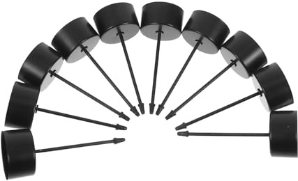 FIXOSHEE Portacandele a Punta in Metallo Nero 10 Pezzi Base Diametro 35 CM con Picchetto 7 CM Supporti per Candele da Tavolo e Ghirlande per Decorazioni Natalizie e Centrotavola Festivi