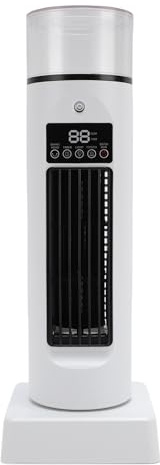 Hamwesh Tornfläkt, 4-i-1 Bladlös Bärbar Luftkylare med Fjärrkontroll, 6 Justerbara Hastigheter, 110° Oscillation, USB-luftfuktare, 7-färgs Nattljus och Lågt Brus, för Sovrum, Kontor, Skrivbord