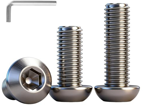 YOOZIYA 20 pezzi M4x6mm Viti a Testa Bombata in Acciaio Inox A2 V2A 304,Viti a Brugola con Esagono Interno con Chiave a Brugola per Montaggio Mobili,Legno e Uso Industriale