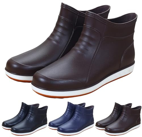 Generisch Chaussures en caoutchouc pour homme - Bottes de jardin noires - Antidérapantes - Bottes de pluie - Bottes de pêche - Bottes en caoutchouc unisexes - Tige courte - Bottes de jardin