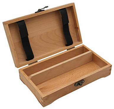 Paintersisters Stiftebox mit Holzdeckel und Verschluss - Holzbox, Holzschachtel aus fein lasiertem Buchenholz (Klappdeckel)