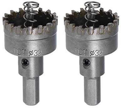 sourcing map 32mm Carbide Hole Cutter, Hole Saws for Stainless Steel Sheet Metal, High Density Carbide Tooth, 2pcs