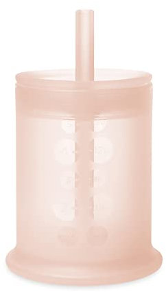 olababy Clear View Silikon-Trainingsbecher mit Strohhalm-Deckel | Schnabeltrainer für Kleinkinder ab 12 Monaten | unzerbrechliche Wasser-Trinkbecher für Kinder ab 2 Jahren (Coral, 5oz)
