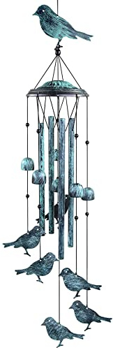 Monsiter QE Bird Wind Chimes for Outside, Outdoors Wind Chimes with 4 Large Aluminum Tubes & S Hook - Outdoor Clearance Hanging Decor for Garden, Patio, Backyard or Porch