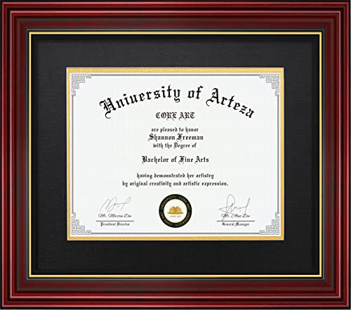 CORE ART 15x18 Diploma Frame, Cherry Red, Black Mat for 11x14