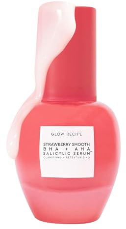 Glow Recipe Strawberry Smoothing Salicylic Acid Serum - Blemish Clarifying Skin Care, AHA BHA Exfoliant + Pore Minimizer + Plumping Hyaluronic Acid + Brightening Allantoin - Korean Face Serum, 30ml