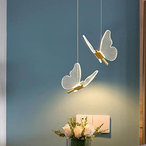 HKLY Lámpara Colgante LED Mariposa Decoración Luces Colgantes Niños Dormitorio Luces 3000K-6500K Lámpara de Techo Moderno Acrílico Mesita de Noche Habitación Iluminación Decorativa (A2)