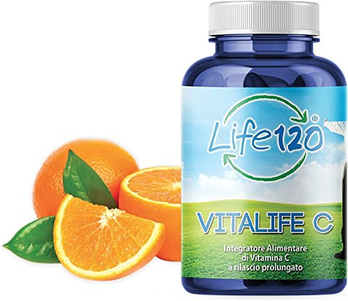 Life 120 Vitalife C - 240 Compresse, Integratore Alimentare di Vitamina C a Rilascio Prolungato, Protezione delle Cellule dallo Stress Ossidativo e al Normale Funzione del Sistema Immunitario.
